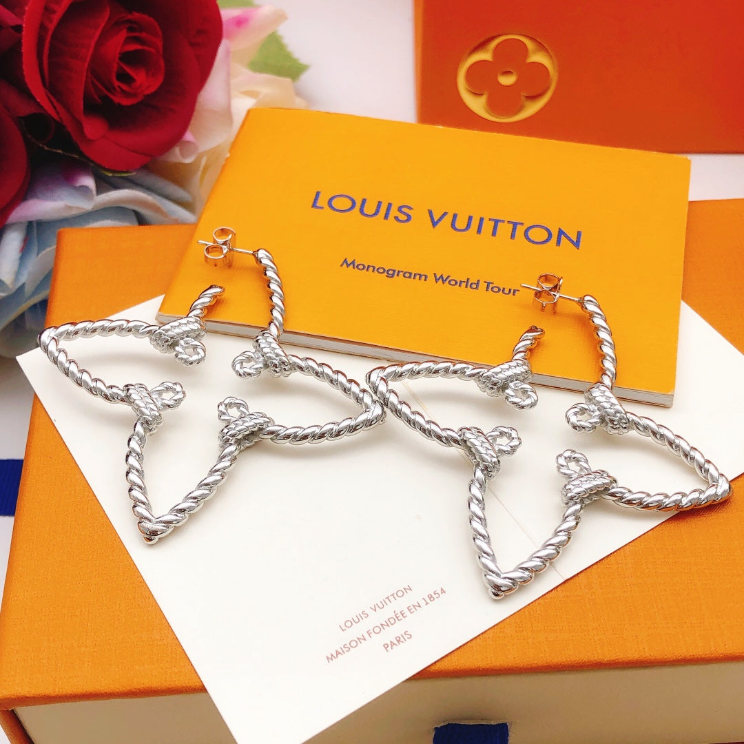 Twist Stud Earrings in Silver-Tone detail view