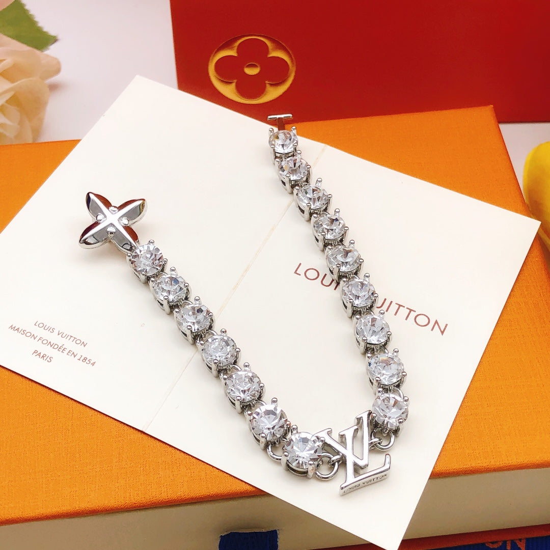 Geometric Emblem Bracelet in Silver-Tone – Silver Detail – Design 019 front product view