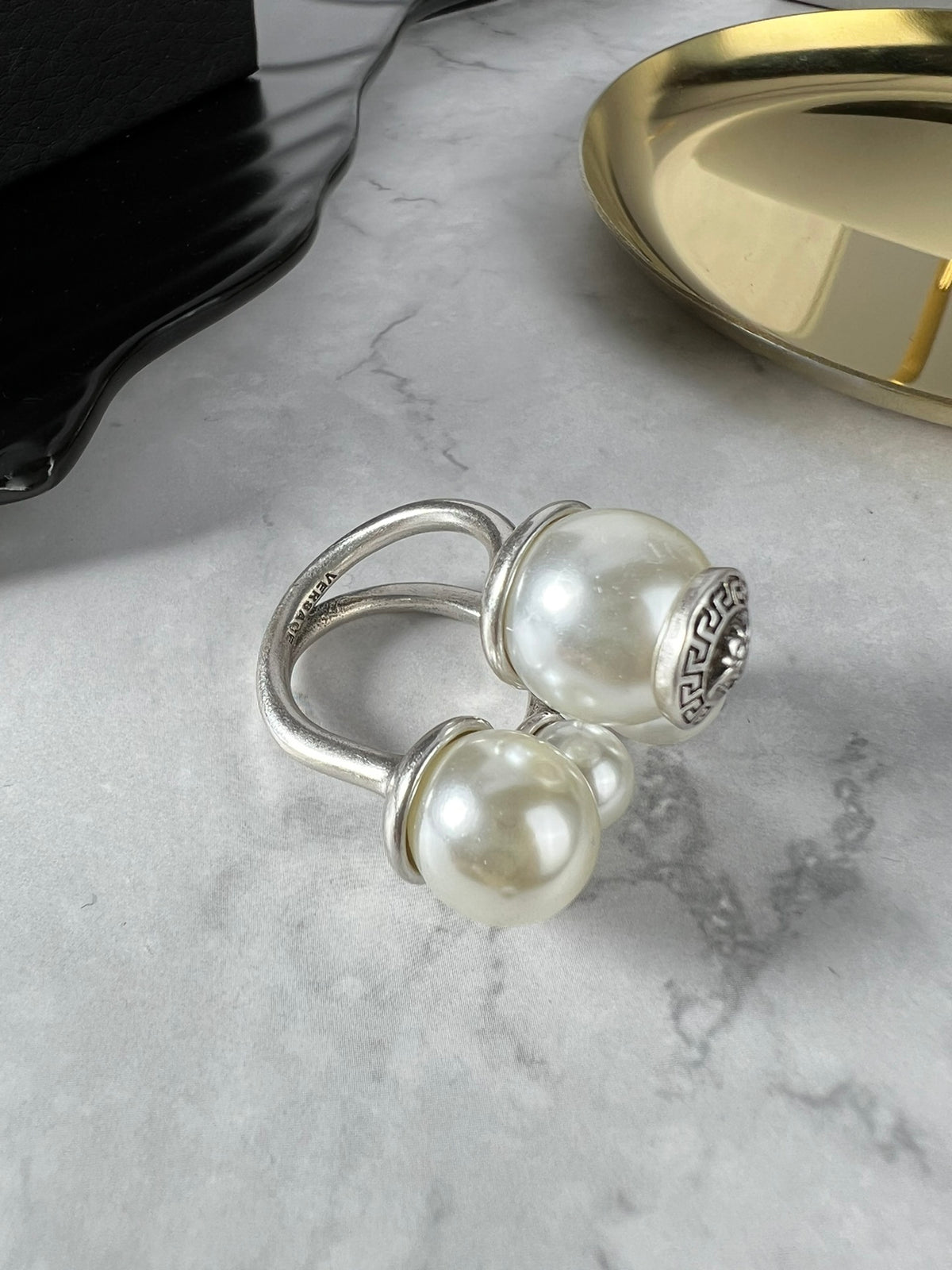 Statement Emblem Statement Ring in Polished Metal-Tone – Design 02 detail view