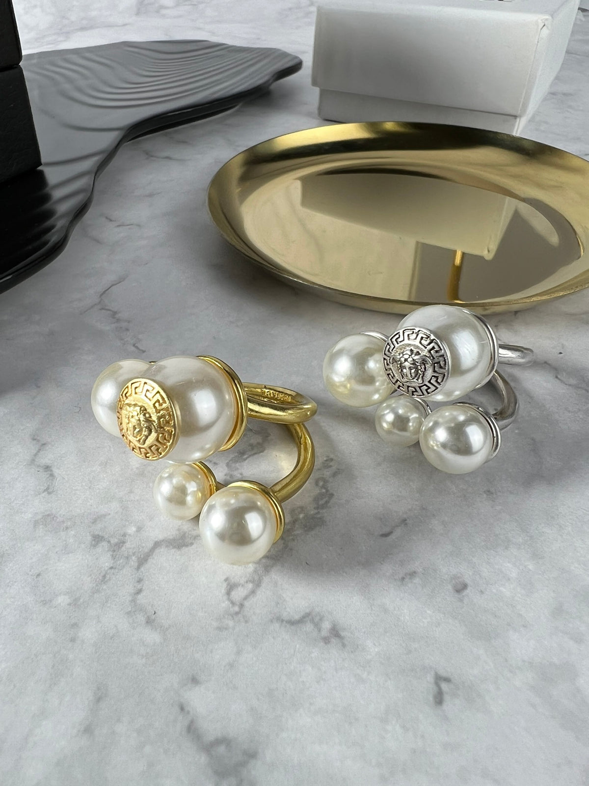 Statement Emblem Statement Ring in Polished Metal-Tone – Design 03 front product view