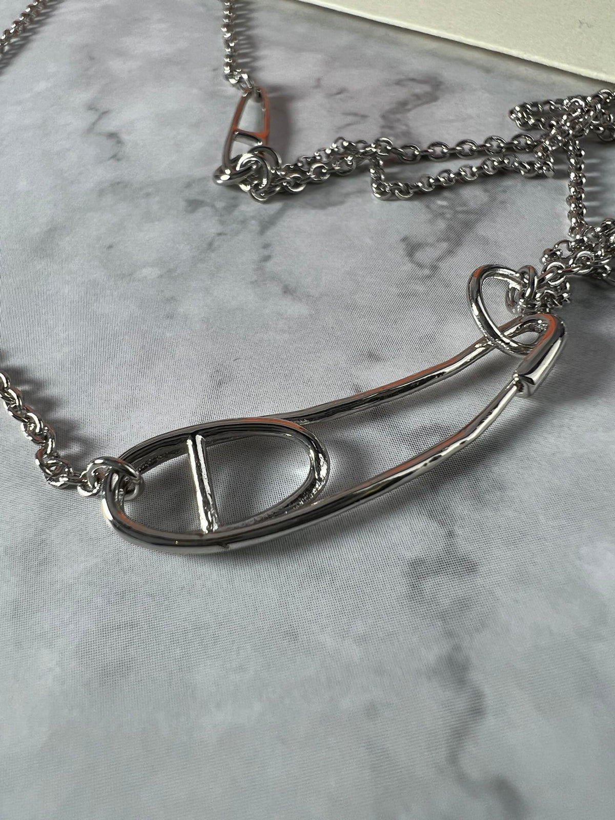 Horse Pendant Necklace in Polished Metal-Tone – Design 003 side detail