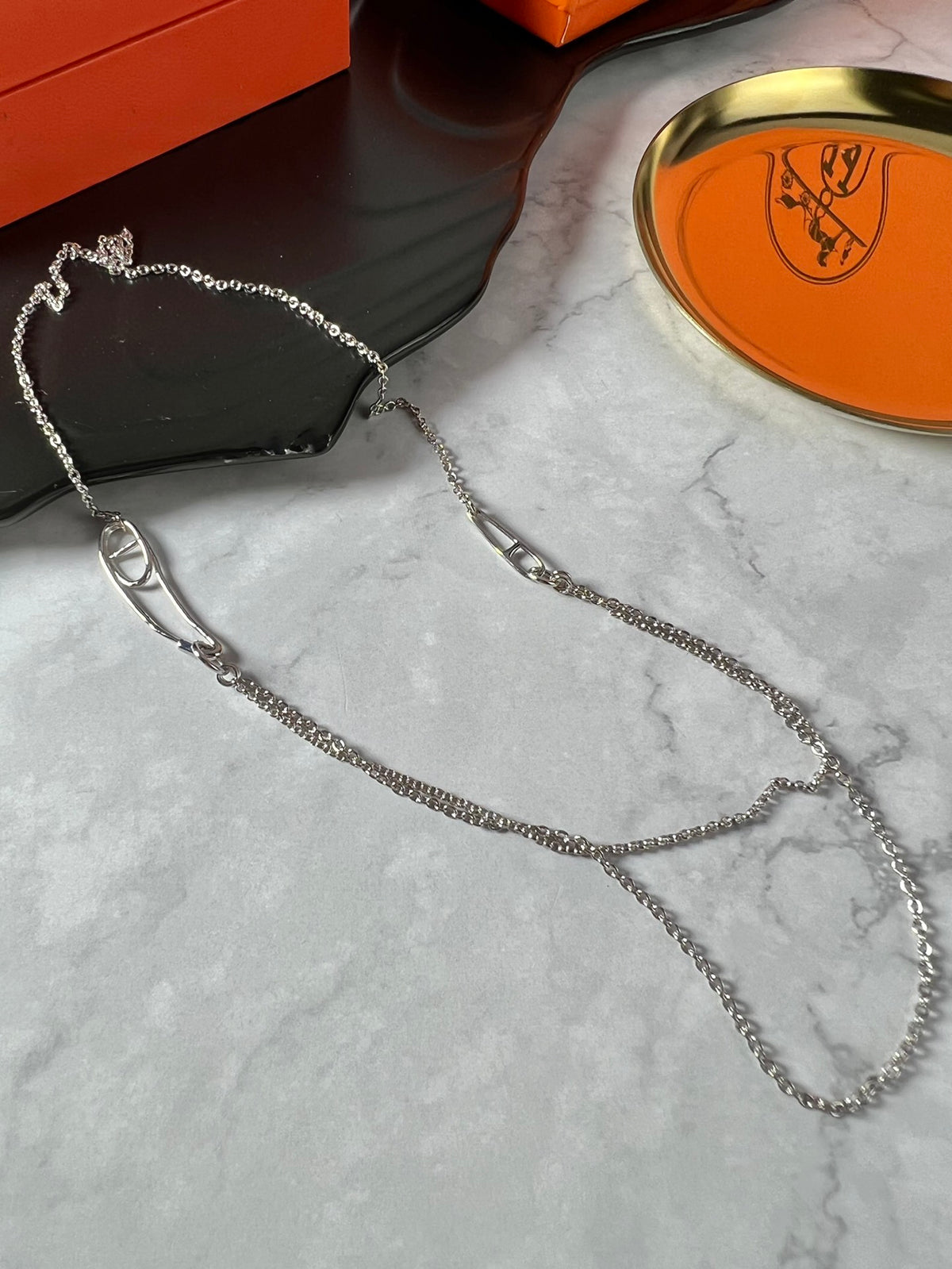 Horse Pendant Necklace in Polished Metal-Tone – Design 014 styled product view