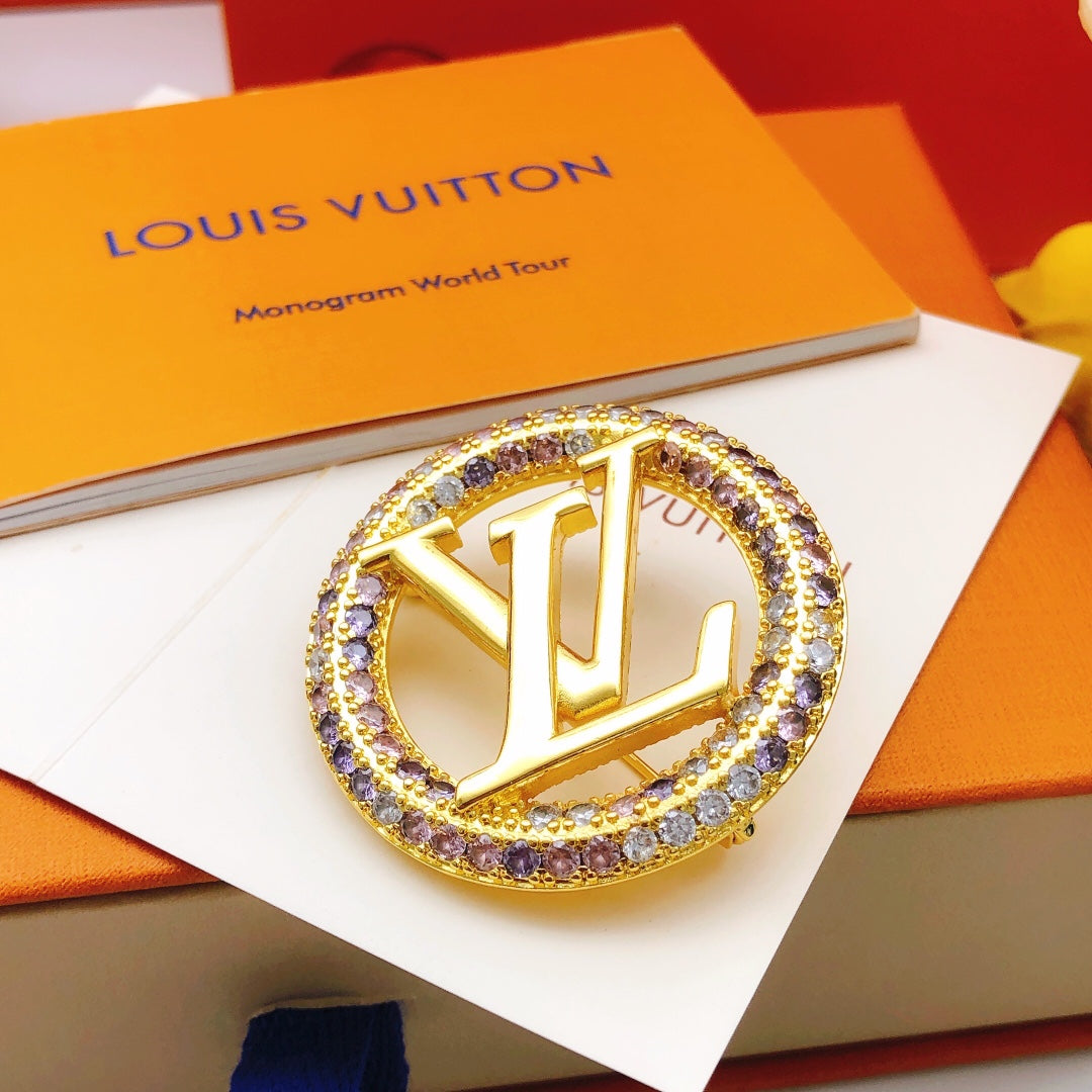 Geometric Emblem Brooch in Gold-Tone – Design 004 main product view