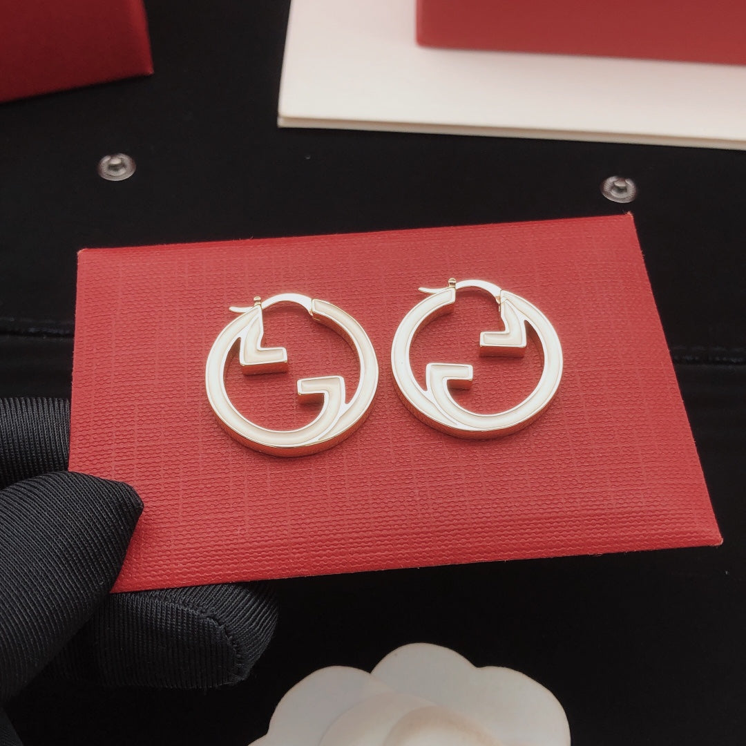 Geometric Emblem Statement Earrings in Gold-Tone – Design 004 side detail