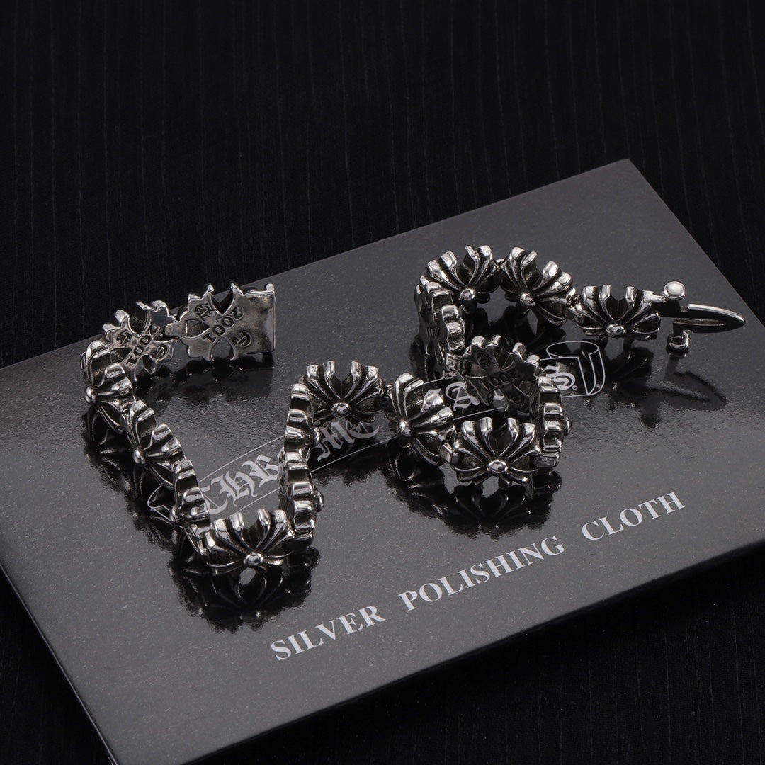 Signature Emblem Bracelet in Polished Metal-Tone – Design 012 side detail