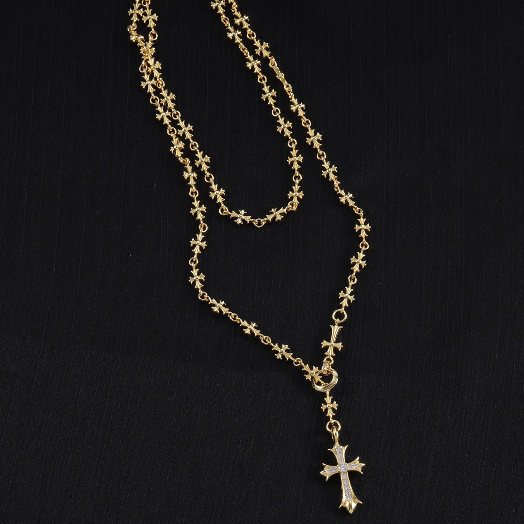 Signature Emblem Pendant Necklace in Polished Metal-Tone – Design 068 main product view