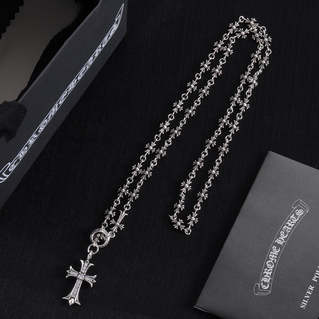 Signature Emblem Pendant Necklace in Polished Metal-Tone – Design 068 styled product view