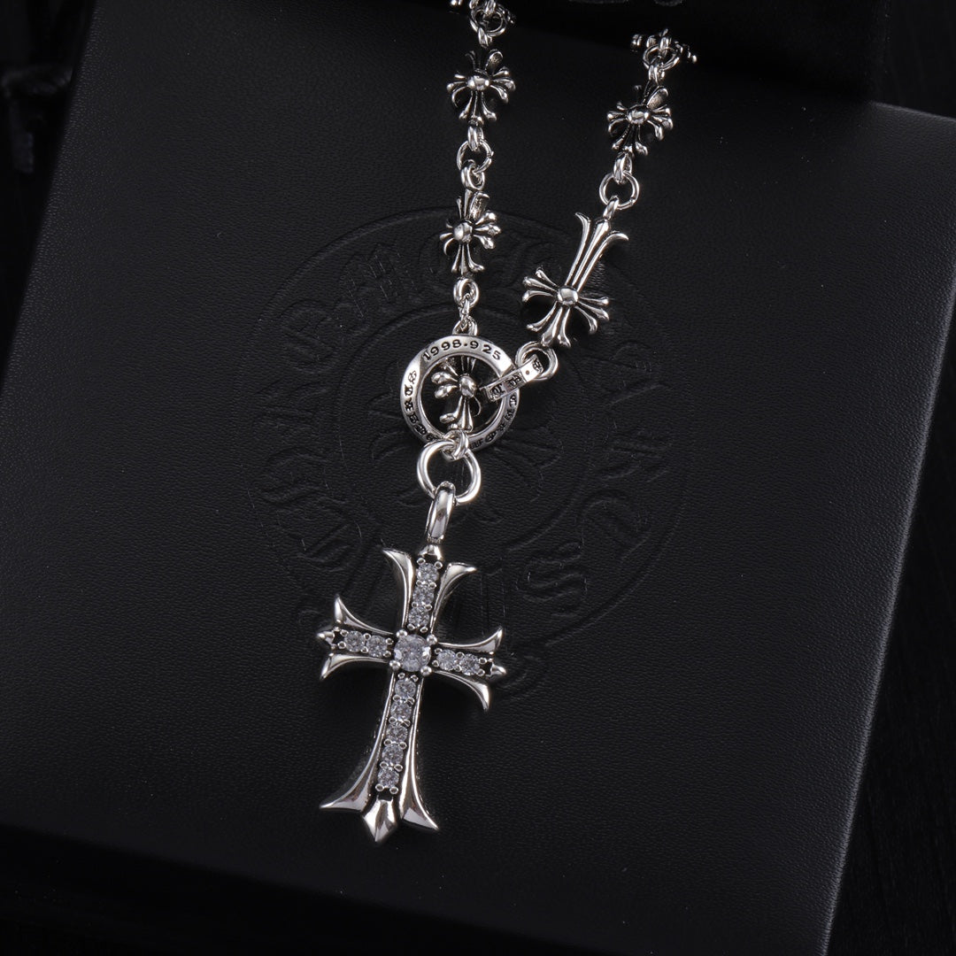 Signature Emblem Pendant Necklace in Polished Metal-Tone – Design 068 side detail