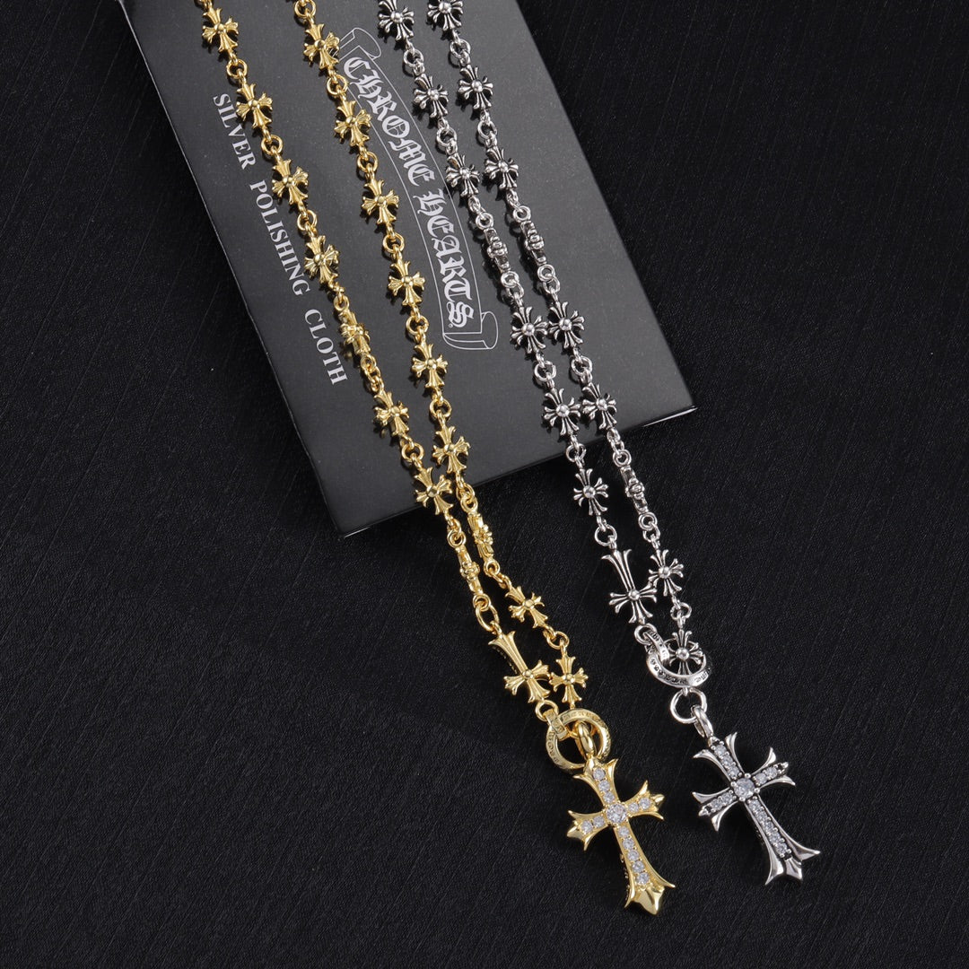 Signature Emblem Pendant Necklace in Polished Metal-Tone – Design 068 front product view