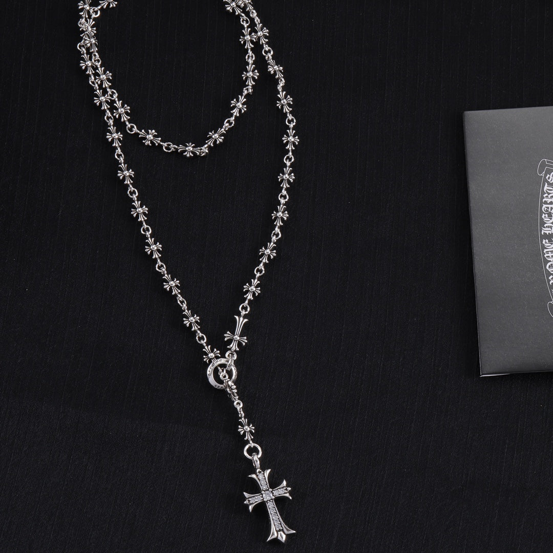 Signature Emblem Pendant Necklace in Polished Metal-Tone – Design 068 close-up detail