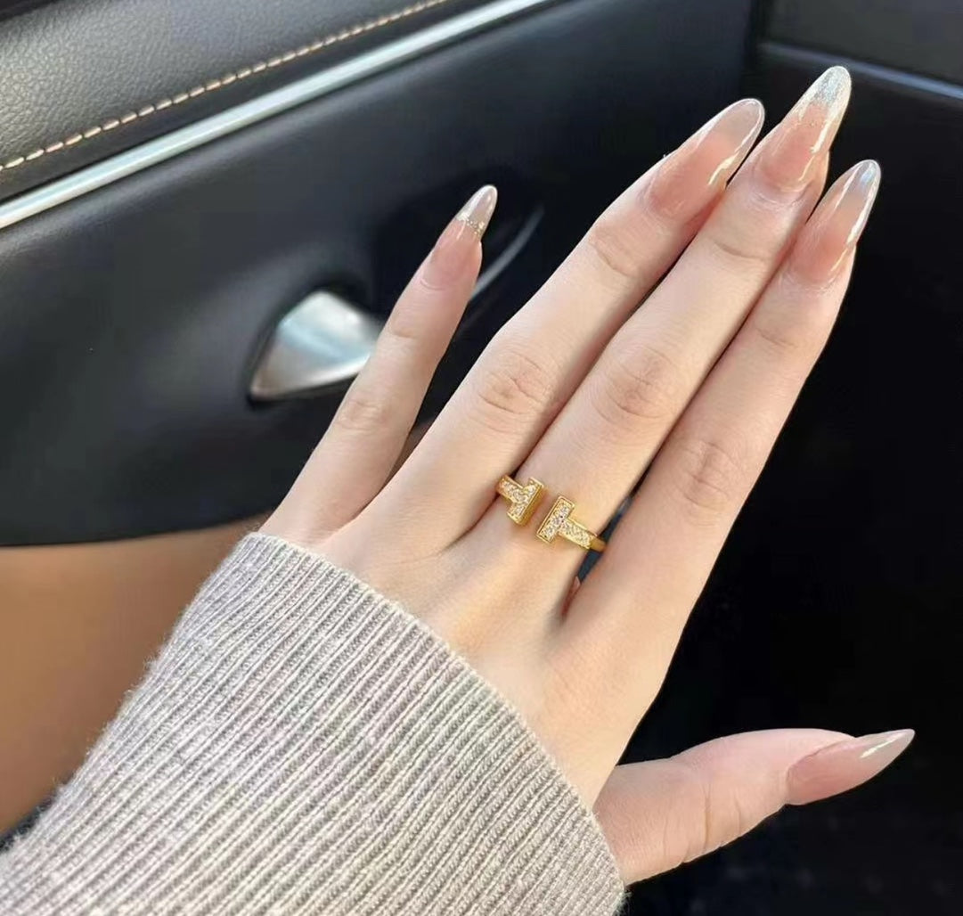 Signature Motif Statement Ring in Polished Metal-Tone – Design 02 detail view