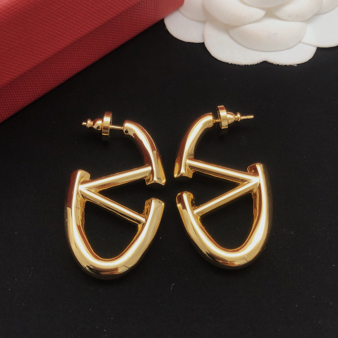 Signature Emblem Drop Earrings in Gold-Tone – Large detail view