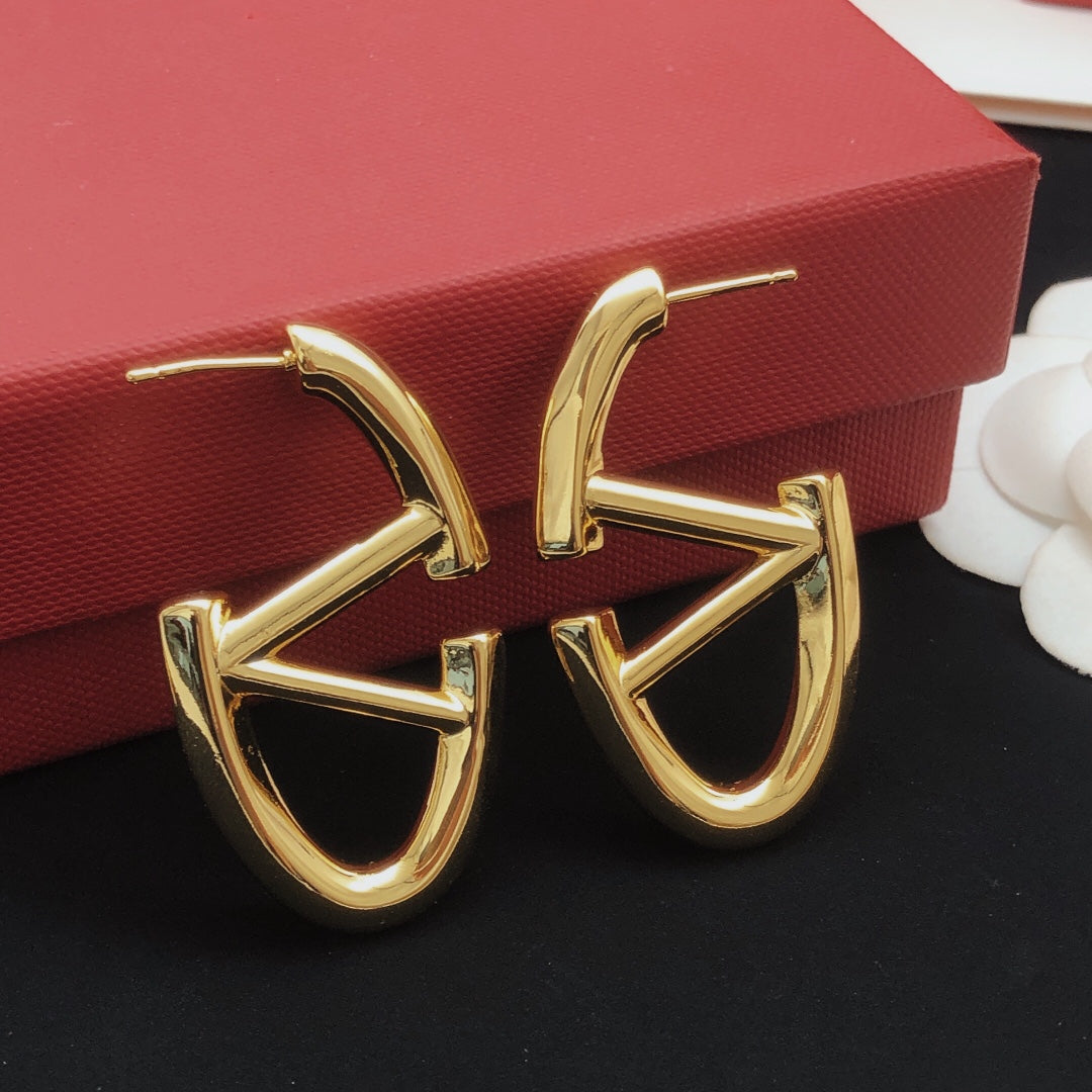 Signature Emblem Drop Earrings in Gold-Tone – Large side detail