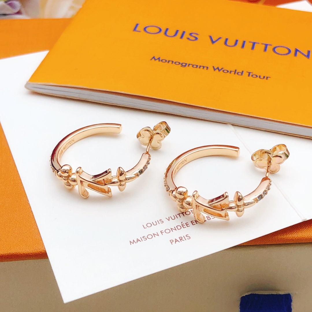 Geometric Emblem Statement Earrings in Rose-Gold-Tone – Rose Gold Detail – Design 002 styled product view