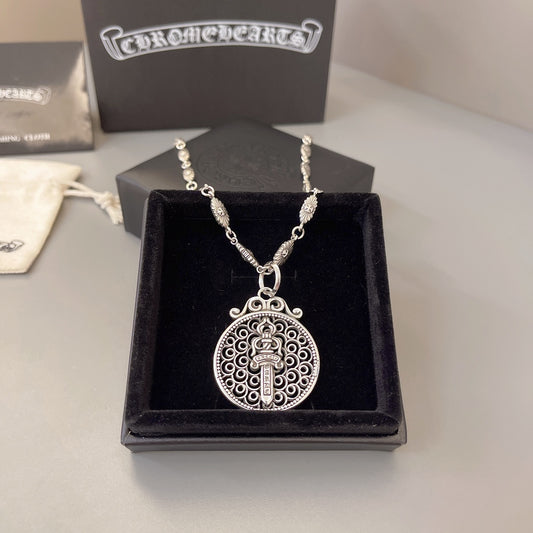 Gothic Emblem Pendant Necklace in Metal-Tone – Design 41 main product view