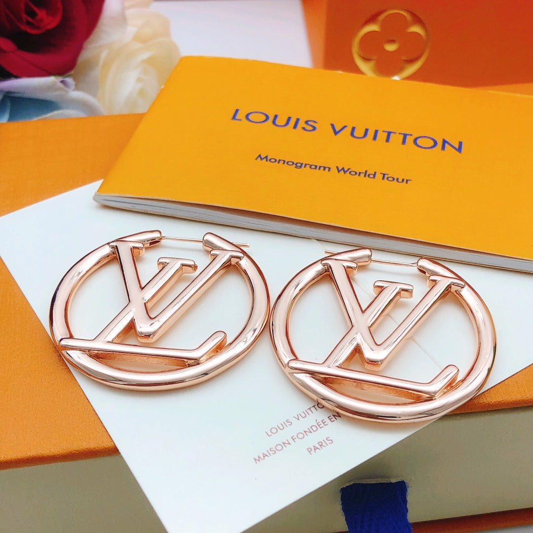Geometric Emblem Statement Earrings in Rose-Gold-Tone – Rose Gold Detail – Design 003 styled product view