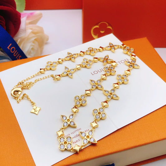 Floral Pendant Necklace in Gold-Tone – Design 006 main product view