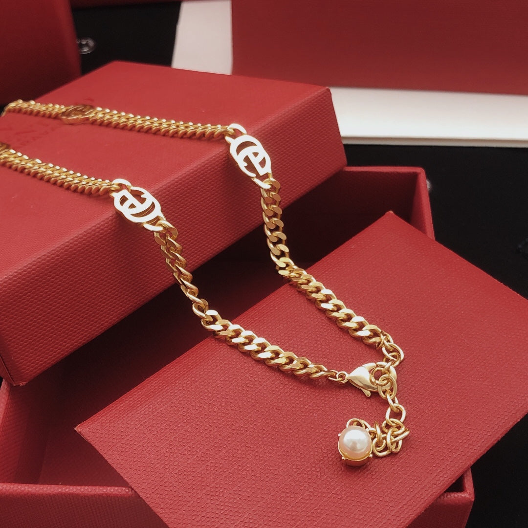 Floral Pendant Necklace in Gold-Tone – Design 002 front product view
