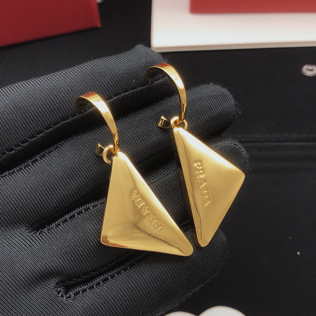 Triangle Drop Earrings in Gold-Tone styled detail