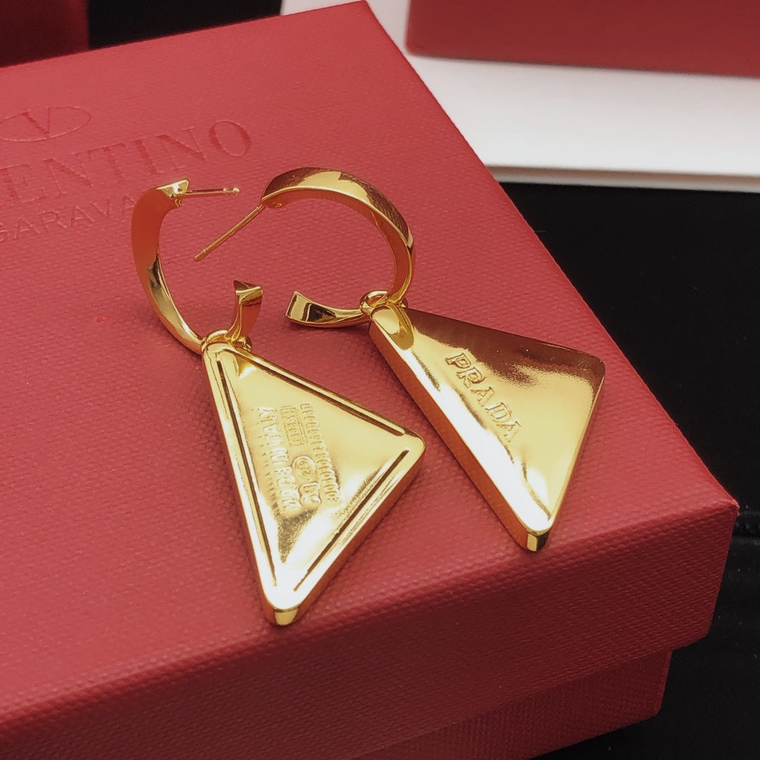 Triangle Drop Earrings in Gold-Tone detail view