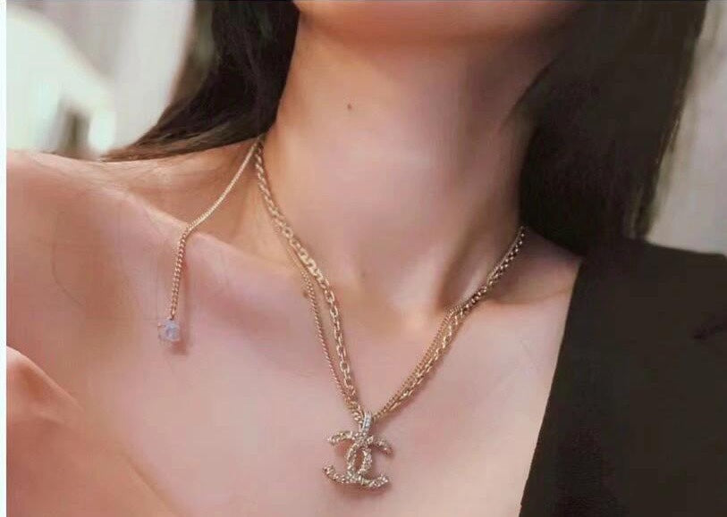 Signature Emblem Pendant Necklace in Polished Metal-Tone – Design 073 close-up detail