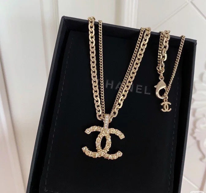 Signature Emblem Pendant Necklace in Polished Metal-Tone – Design 073 main product view