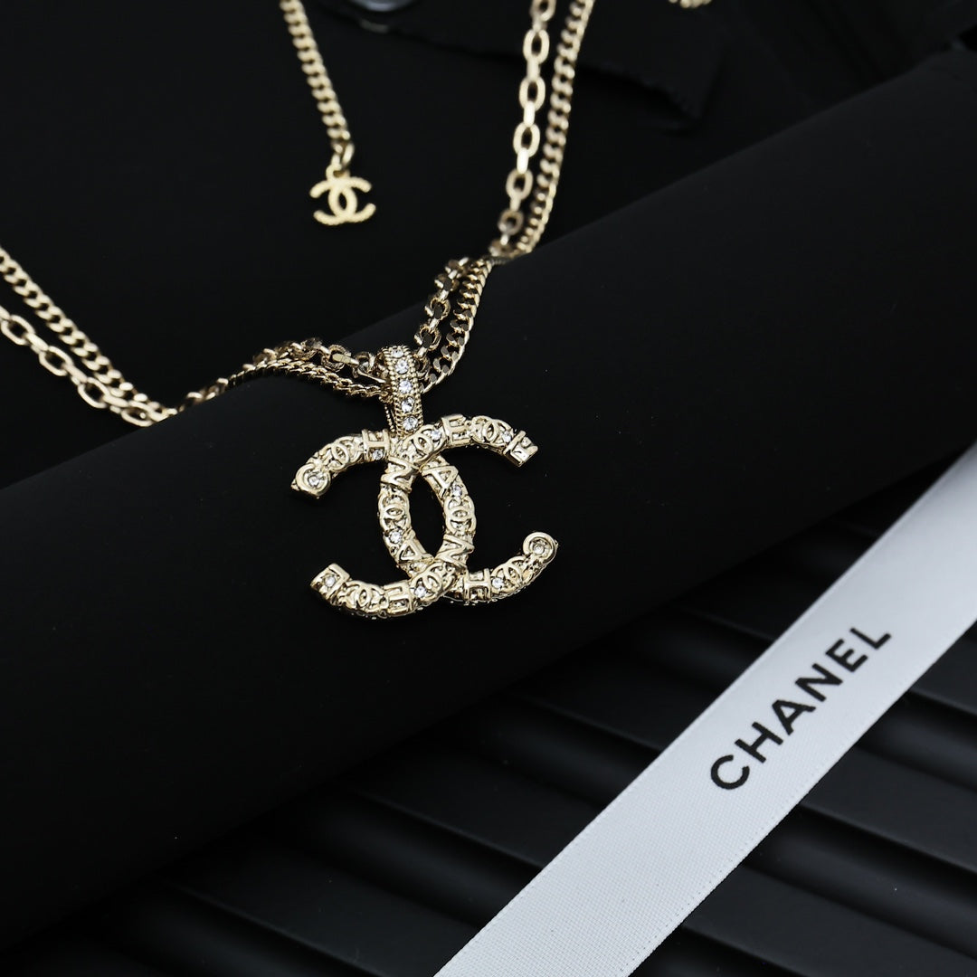 Signature Emblem Pendant Necklace in Polished Metal-Tone – Design 074 styled product view