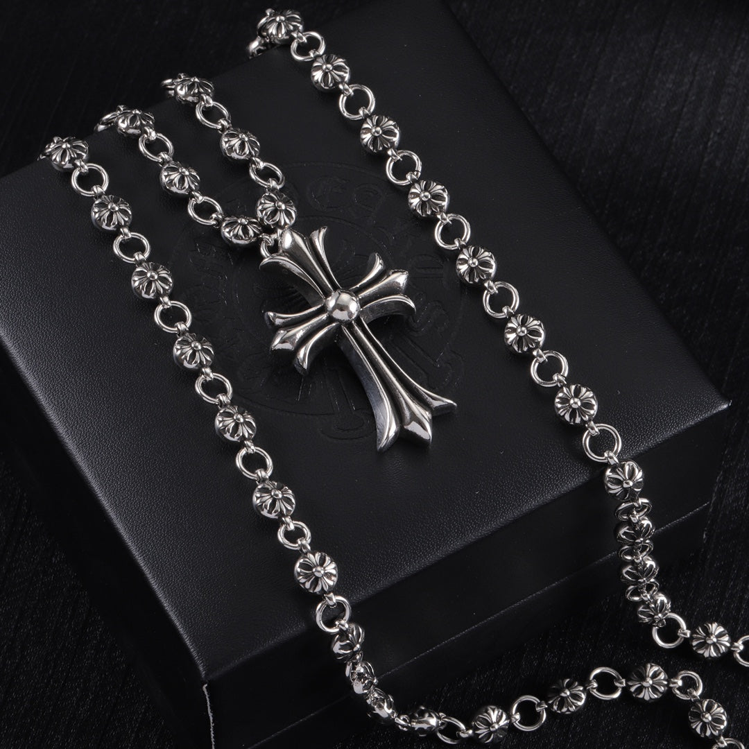 Gothic Emblem Pendant Necklace in Metal-Tone – Design 51 front product view