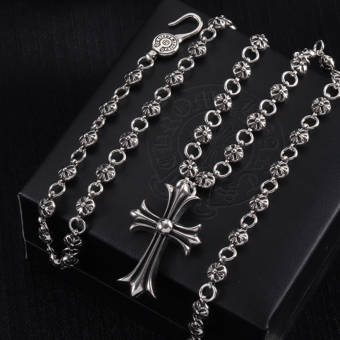 Signature Emblem Pendant Necklace in Polished Metal-Tone – Design 108 detail view