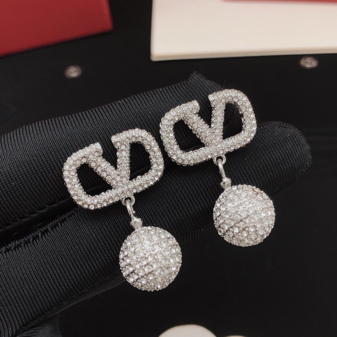 Signature Emblem Crystal-Accent Stud Earrings – Design 01 main product view