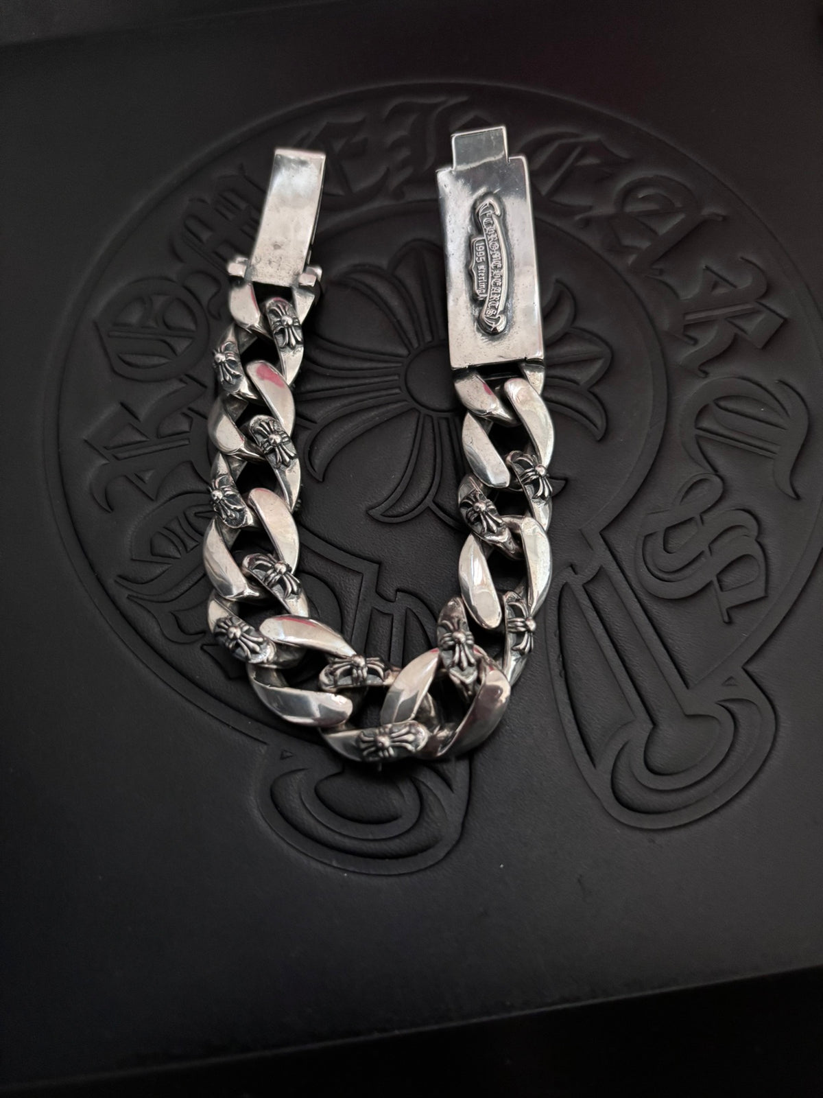Gothic Emblem Statement Bracelet in Metal-Tone – Design 12 close-up detail