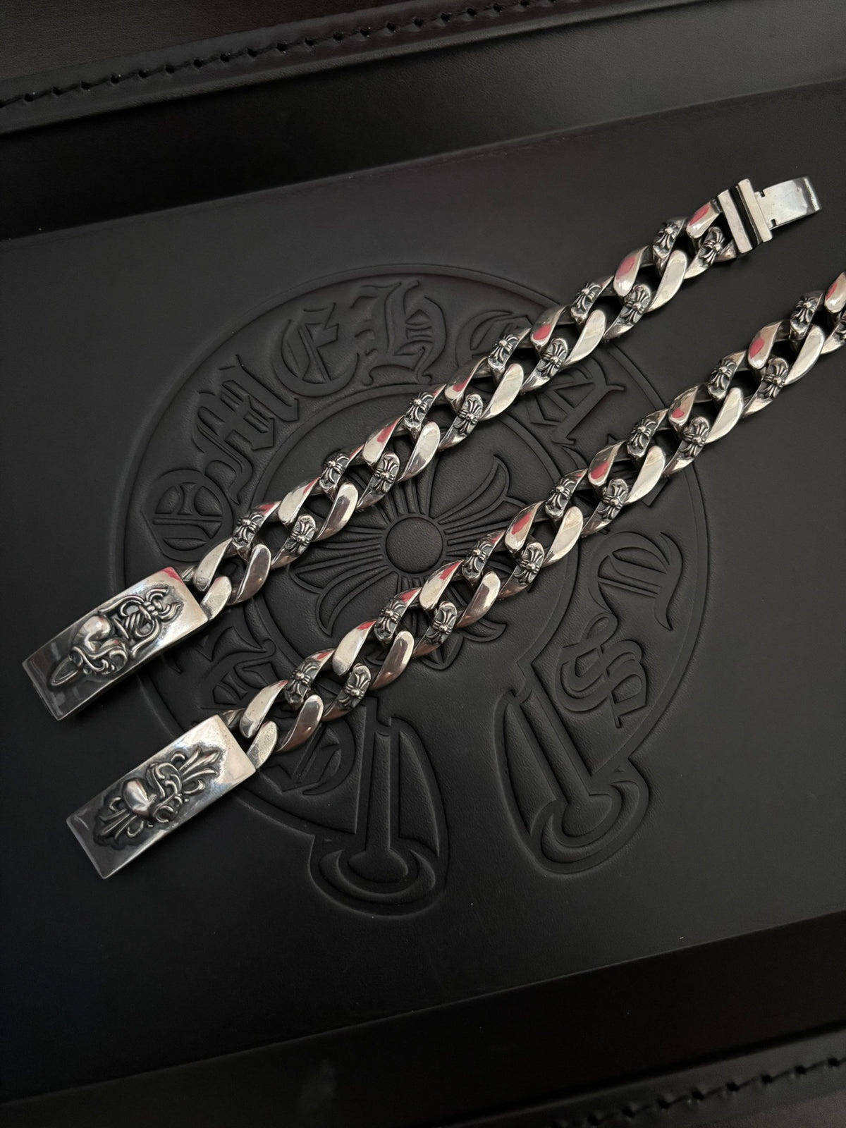 Gothic Emblem Statement Bracelet in Metal-Tone – Design 12 detail view