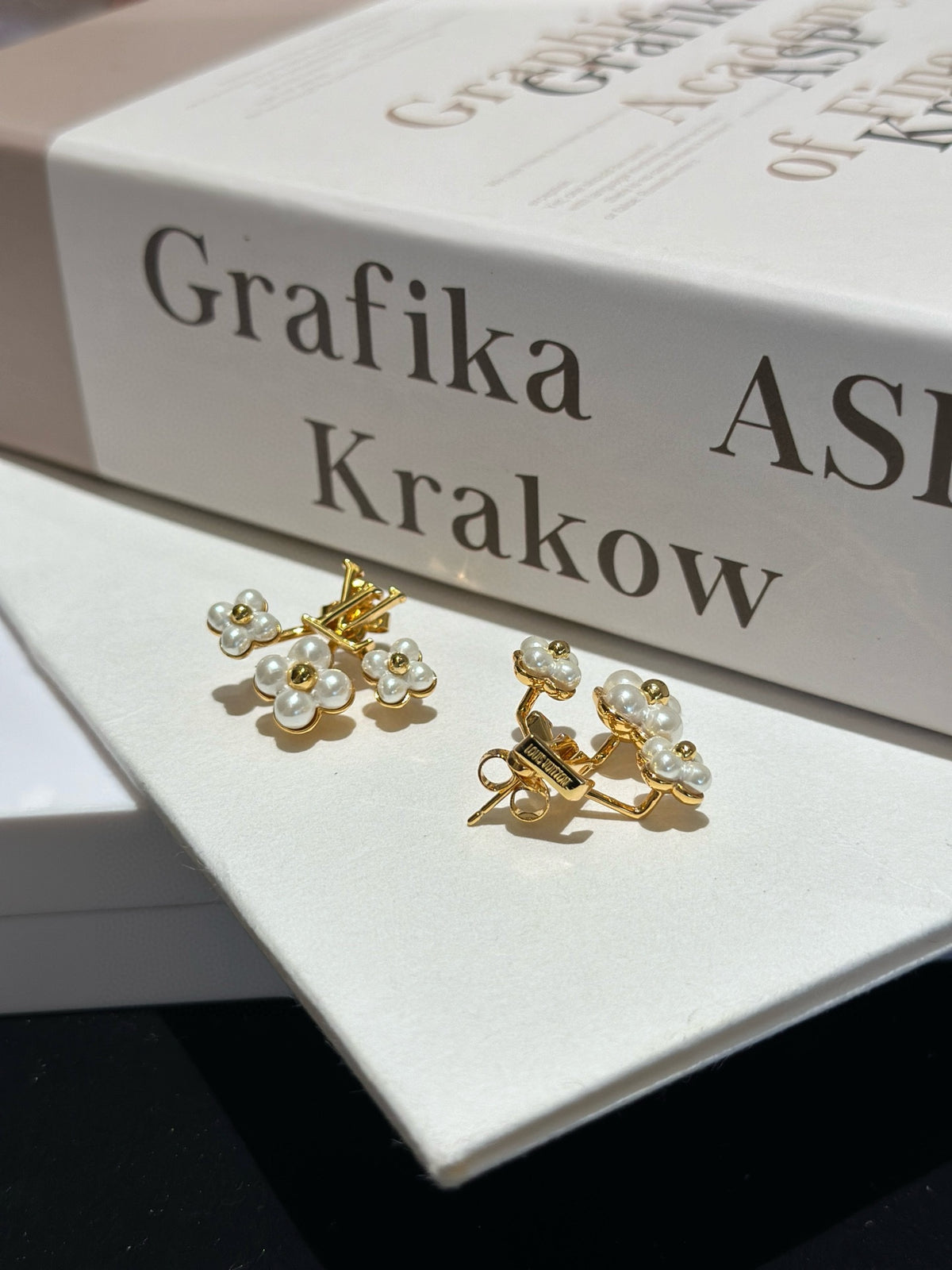 Geometric Emblem Statement Earrings in Polished Metal-Tone detail view
