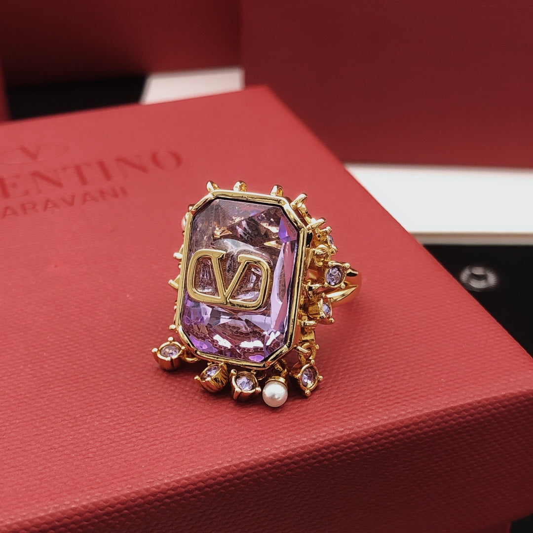 Signature Emblem Square Crystal-Accent Ring front view