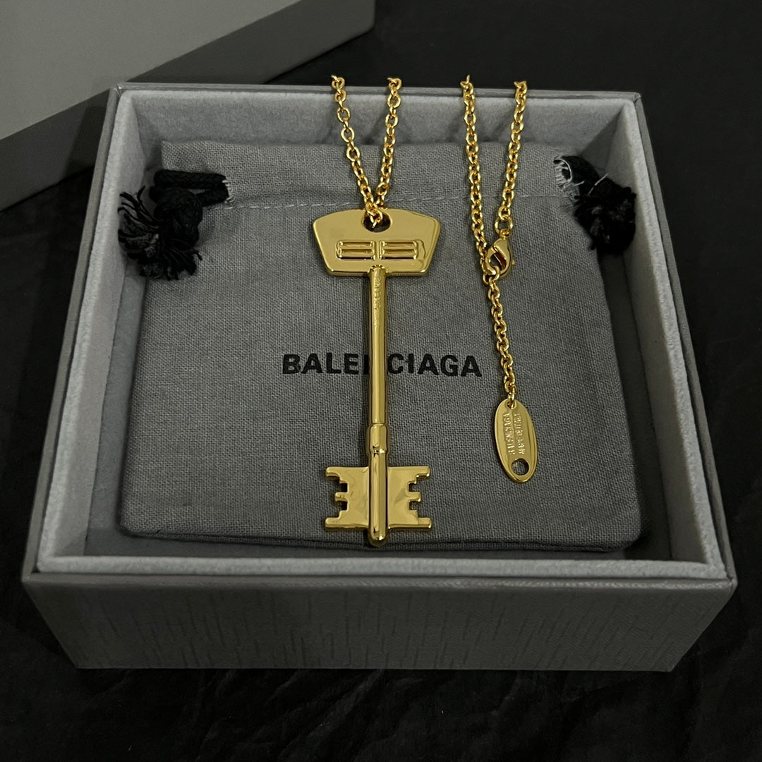 Geometric Emblem Pendant Necklace in Polished Metal-Tone – Design 085 front product view