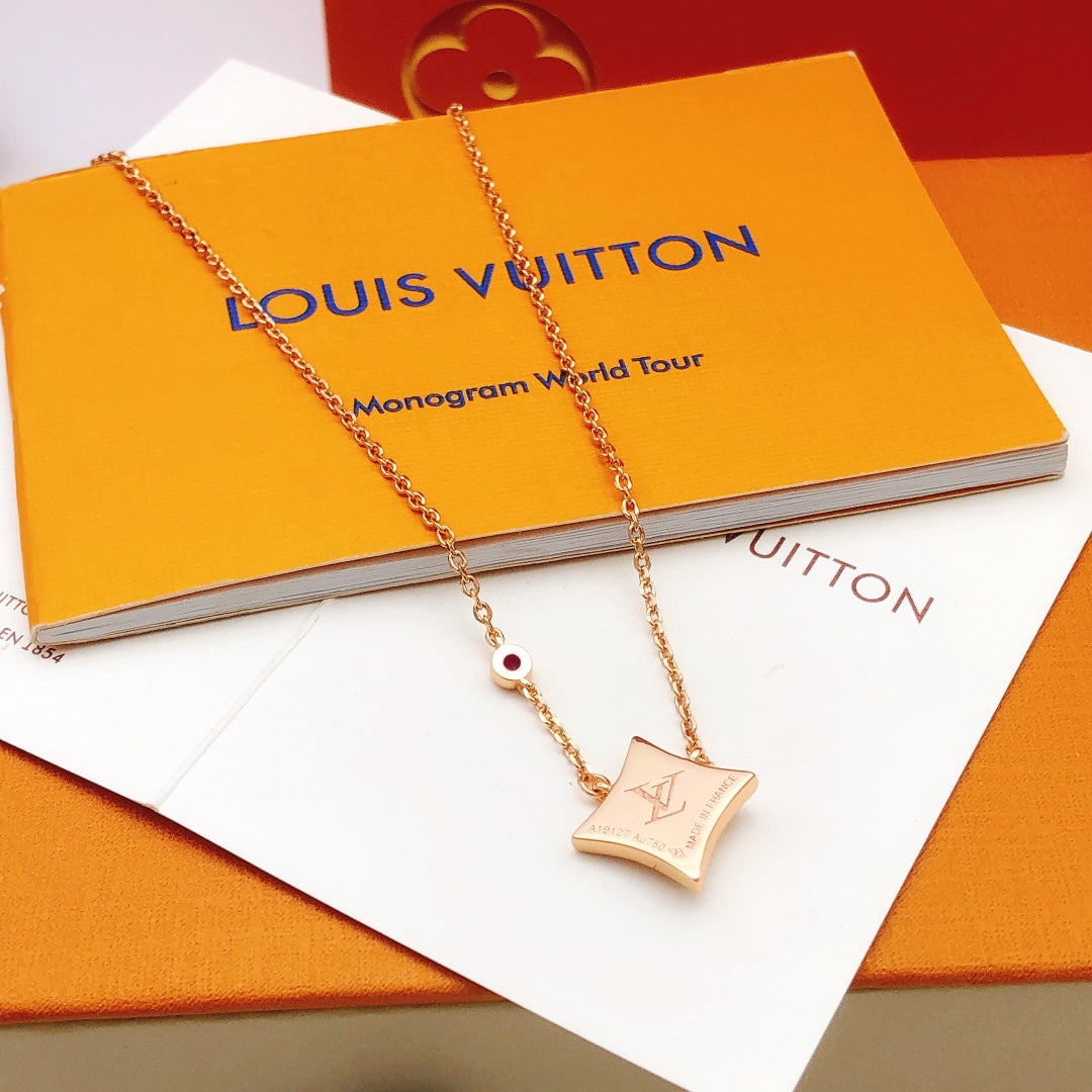 Geometric Emblem Pendant Necklace in Rose-Gold-Tone – Rose Gold Detail – Design 005 front product view