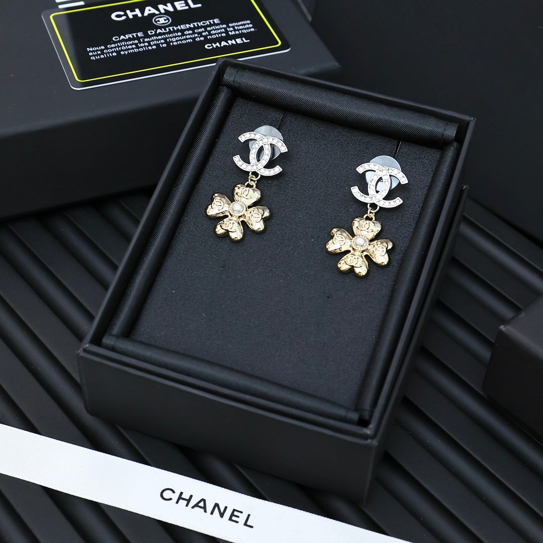 Double-C Emblem Statement Earrings in Silver-Tone – Design 001 front product view