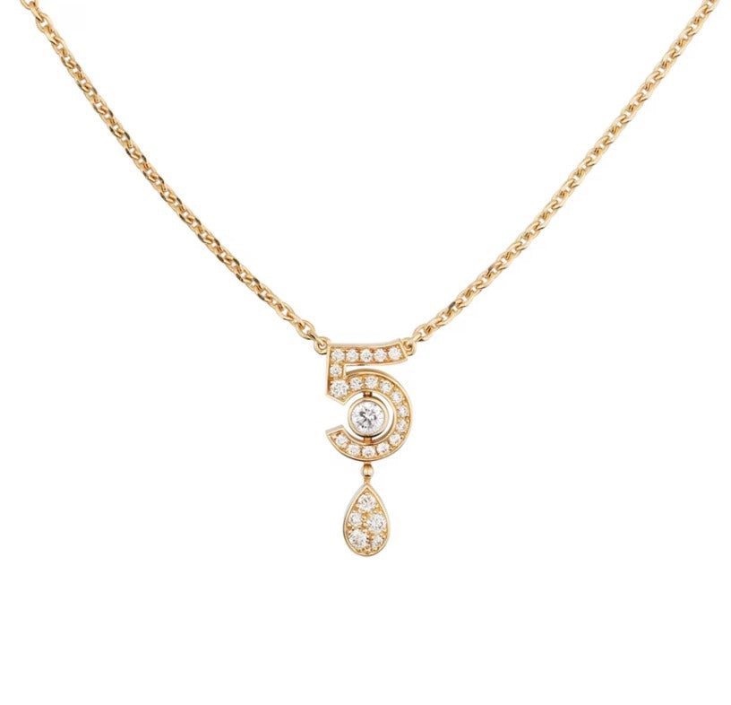 Signature Emblem Pendant Necklace in Gold-Tone – Design 023 front product view