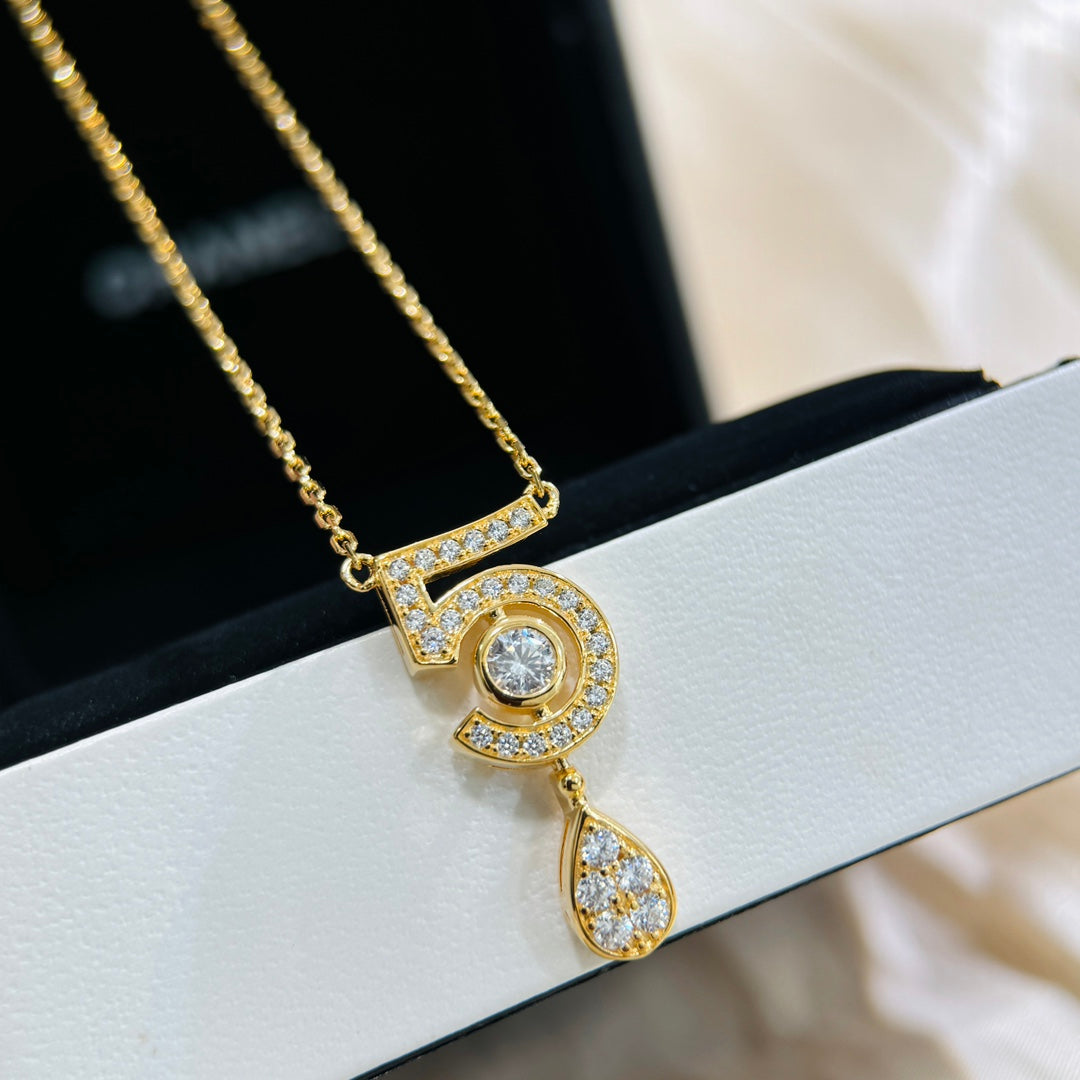 Signature Emblem Pendant Necklace in Gold-Tone – Design 023 main product view