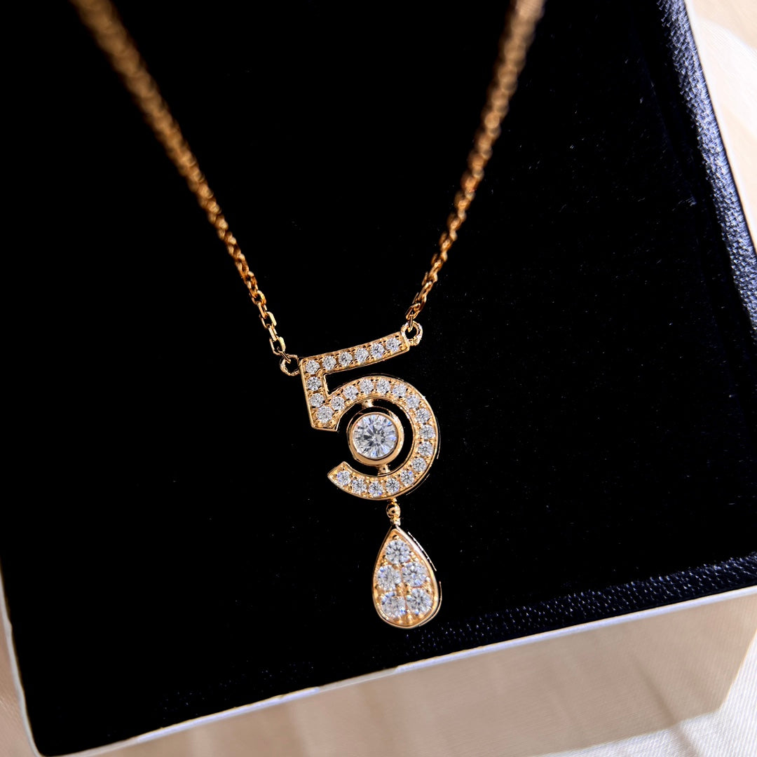 Signature Emblem Pendant Necklace in Gold-Tone – Design 023 detail view