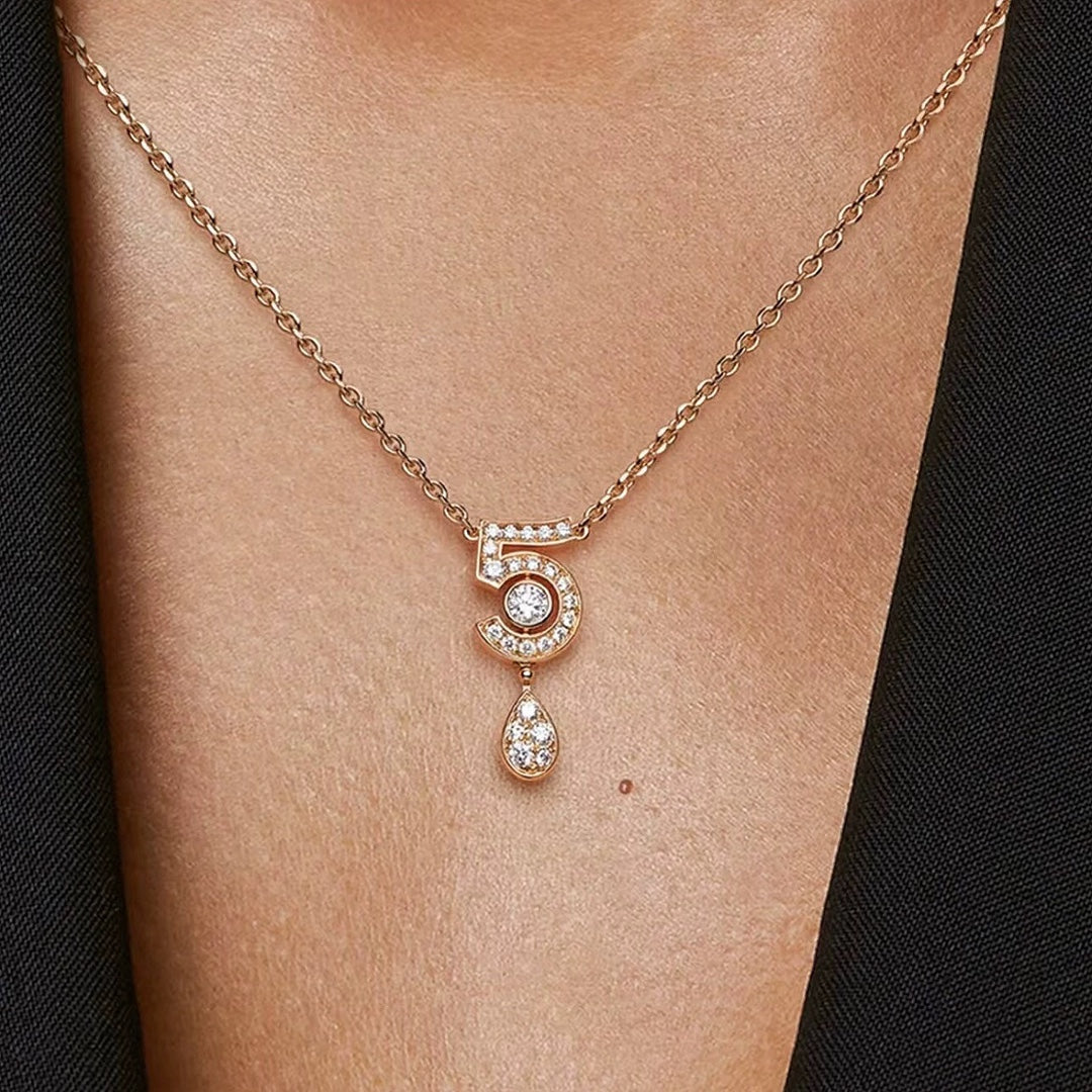 Signature Emblem Pendant Necklace in Gold-Tone – Design 023 main product view