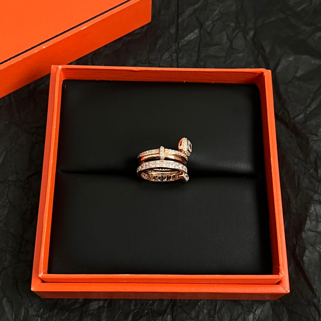 Horse Statement Ring in Polished Metal-Tone – Design 006 close-up detail