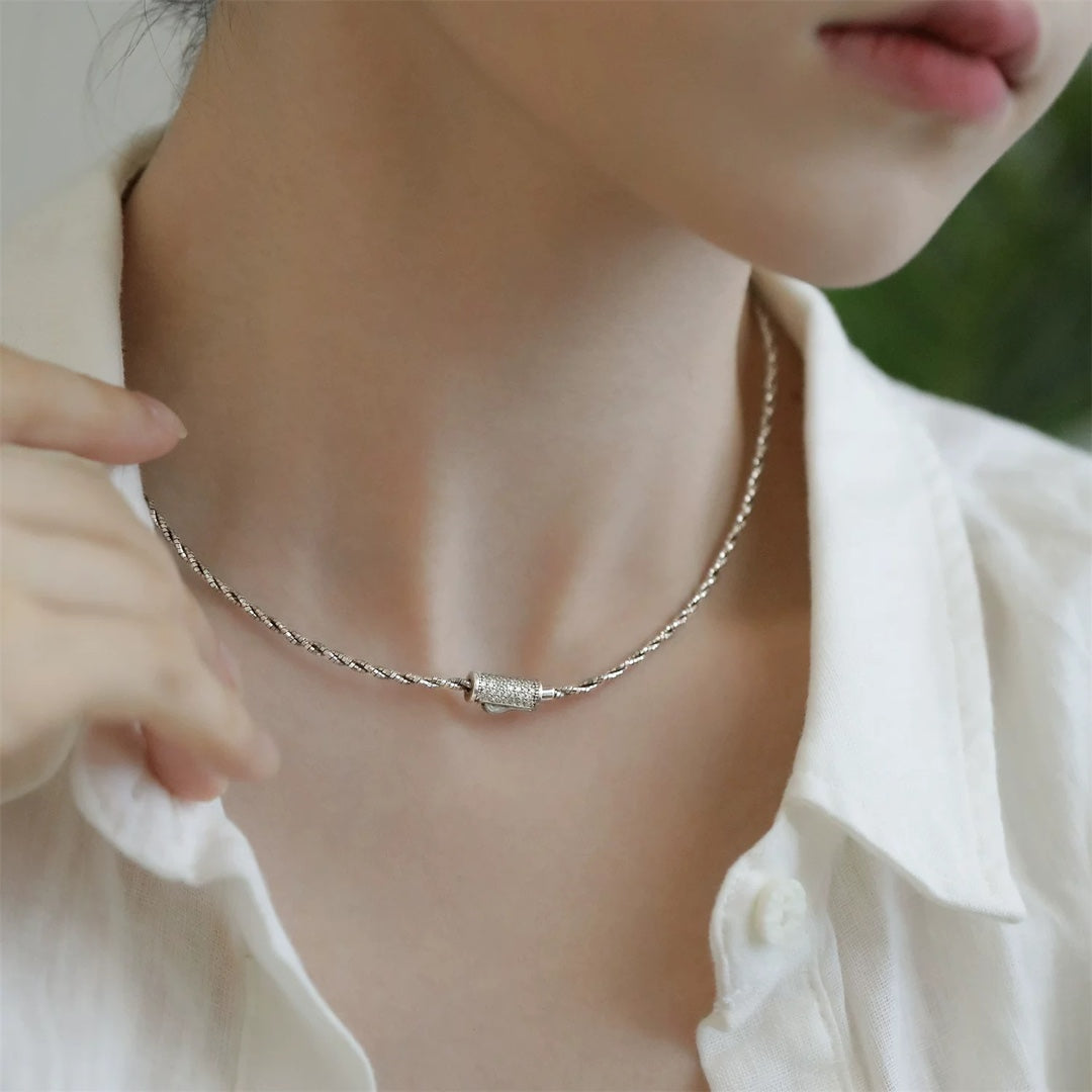 Signature Emblem Pendant Necklace in Gold-Tone – Red Detail detail view