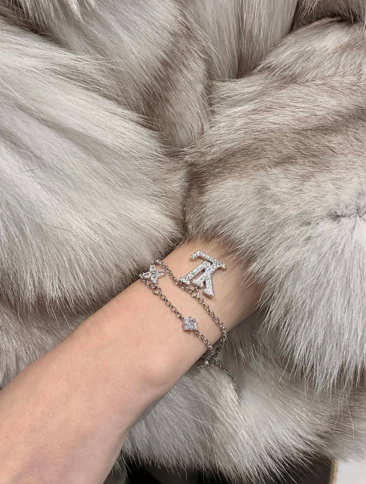 Geometric Emblem Bracelet in Silver-Tone – Silver Detail – Design 006 front product view