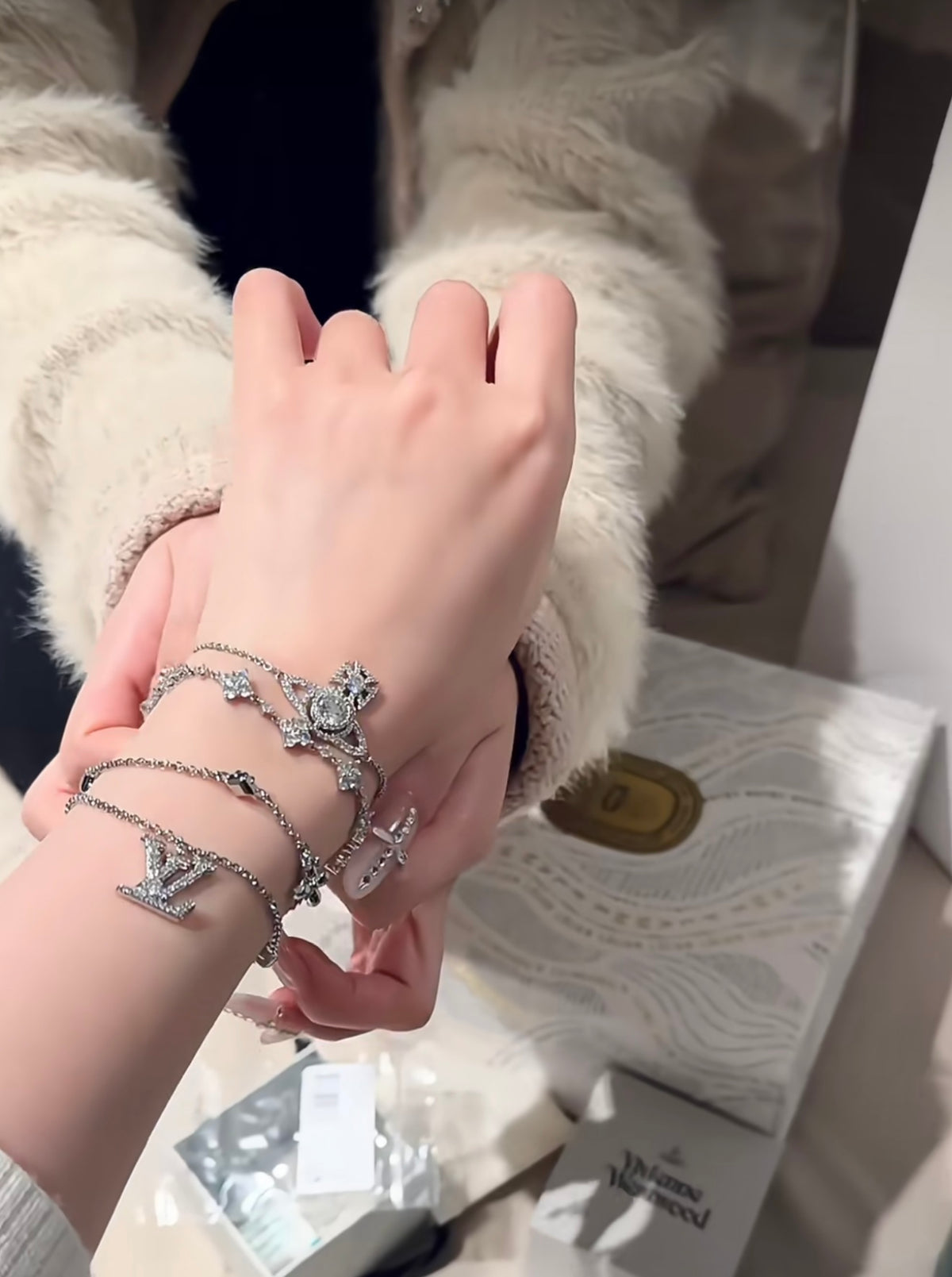 Geometric Emblem Bracelet in Silver-Tone – Silver Detail – Design 006 detail view