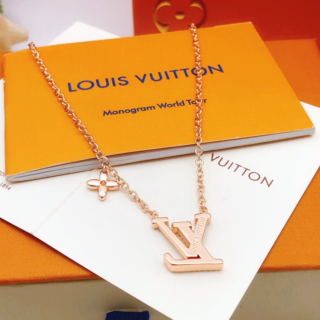 Geometric Emblem Pendant Necklace in Rose-Gold-Tone – Rose Gold Detail – Design 013 front product view