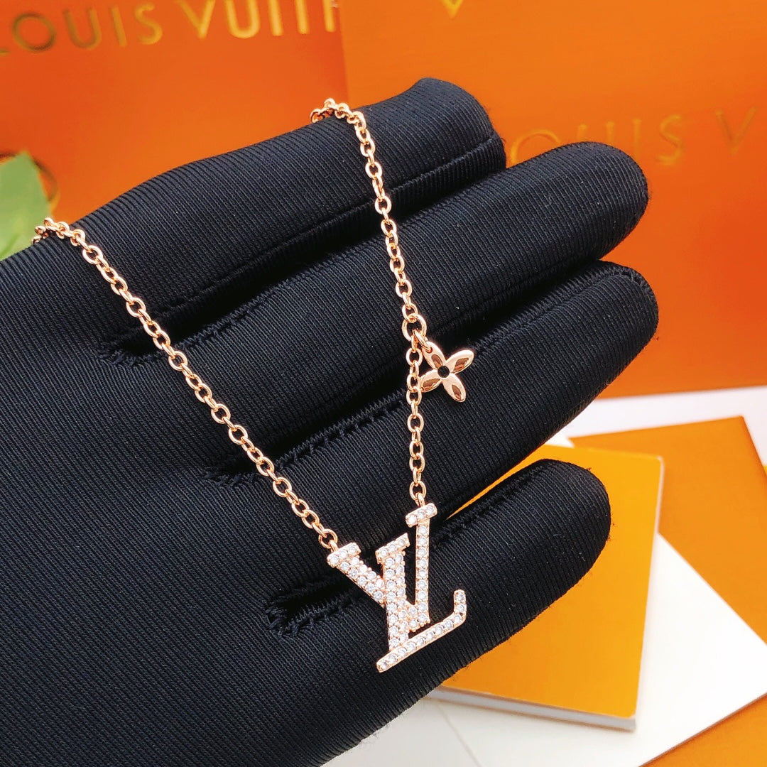Geometric Emblem Pendant Necklace in Rose-Gold-Tone – Rose Gold Detail – Design 013 styled product view