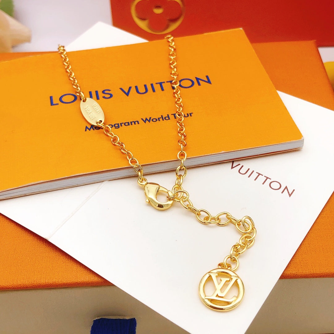 Geometric Emblem Pendant Necklace in Gold-Tone – Design 069 styled product view