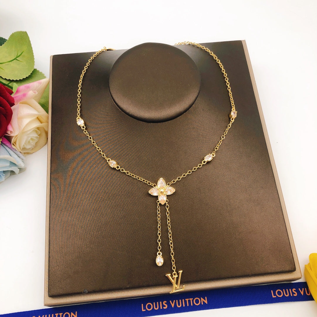 Geometric Emblem Pendant Necklace in Gold-Tone – Design 069 main product view
