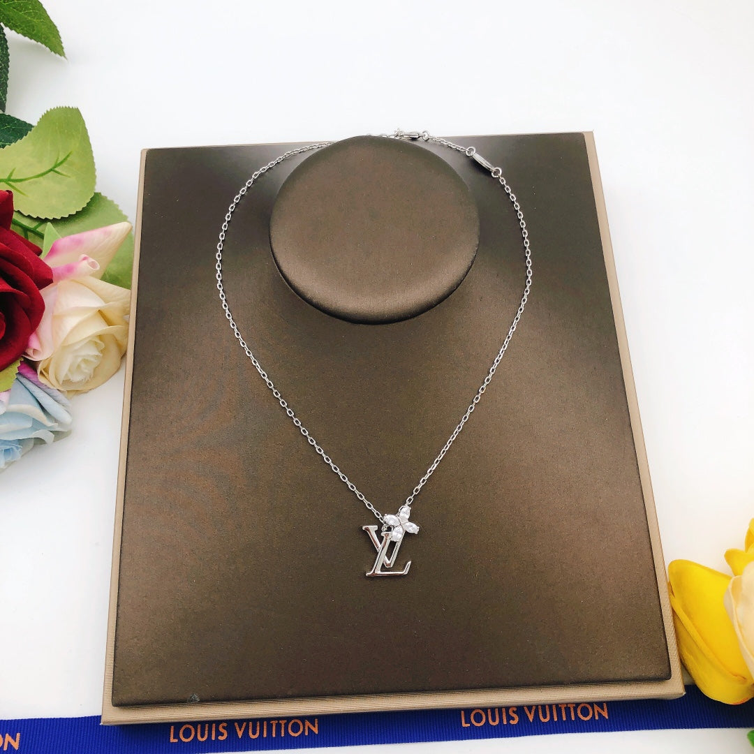 Geometric Emblem Pendant Necklace in Silver-Tone – Silver Detail – Design 008 styled product view